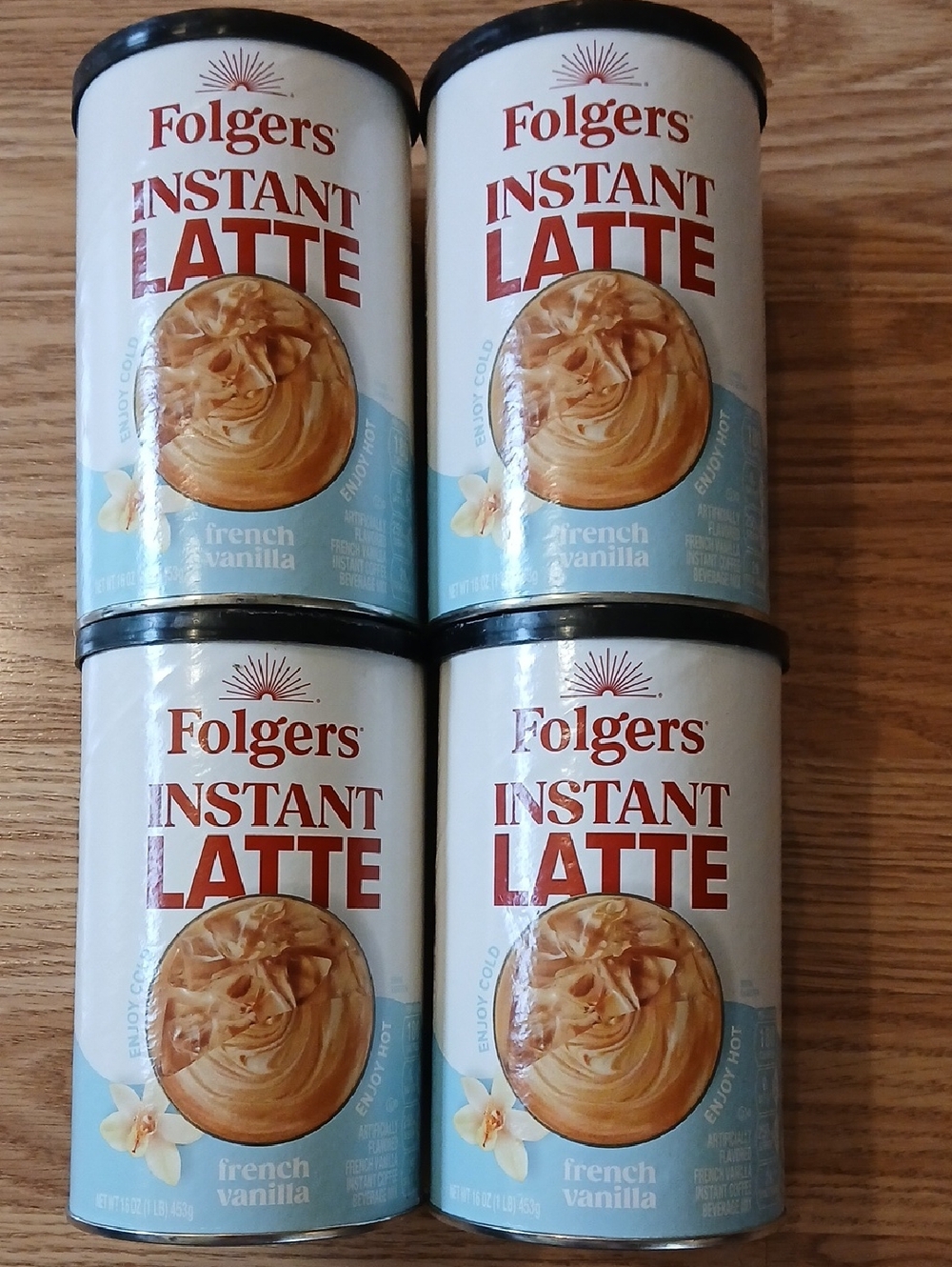 Folgers Lot Of 4 Instant Latte Coffee French Vanilla New Sealed Fresh